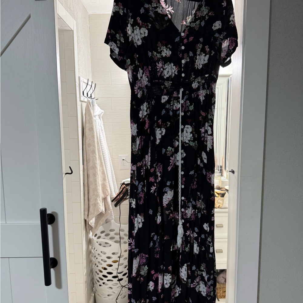 Floral Black and White Maxi Dress